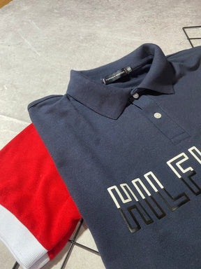 Polo Tommy Letreiro Tricolor Azul