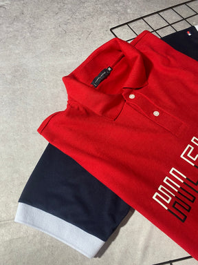 Polo Tommy Letreiro Tricolor Vermelha