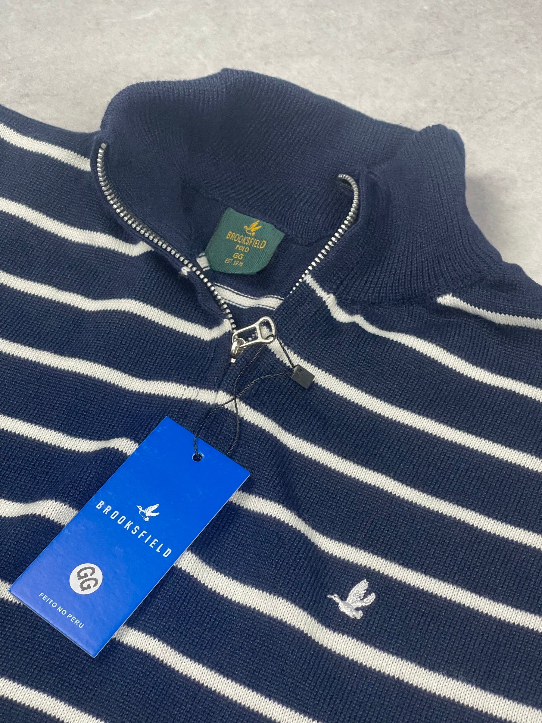 Suéter Brooksfield Listrado - Azul Marinho